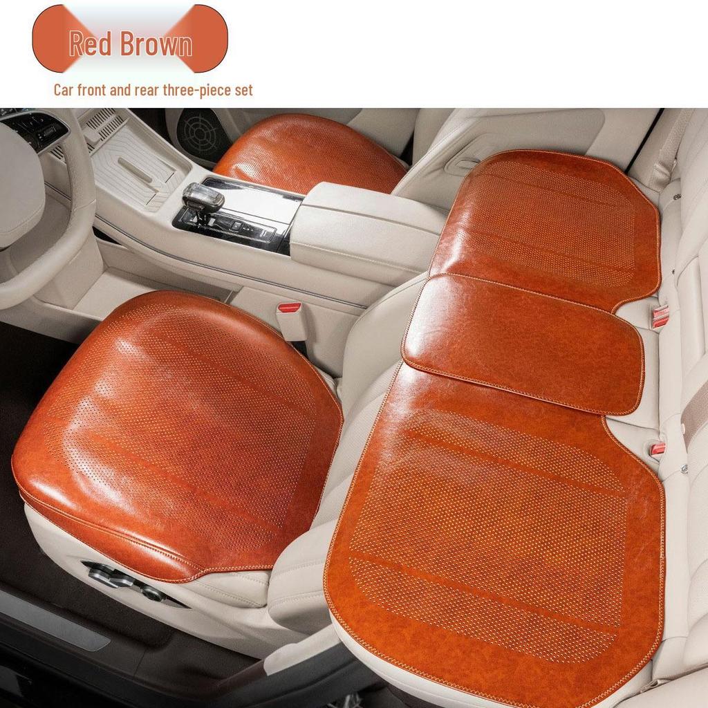 Universal Ventilated Leather Car Seat Cushion - Breathable, Non-Slip, Four Seasons Retro Design