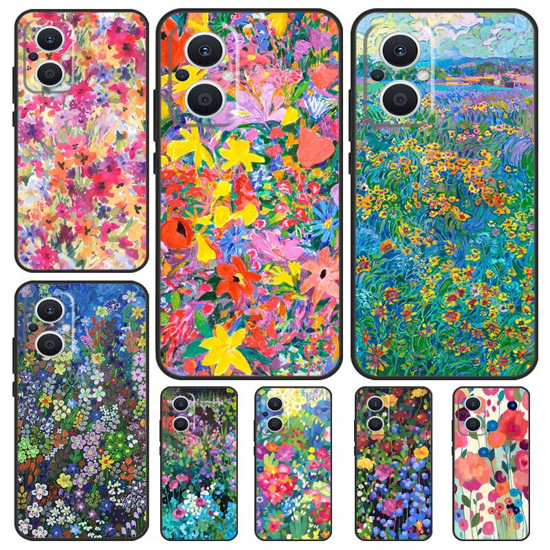 Colourful Flower Painting Art Case For OPPO Find X6 Pro X3 X2 Neo X5 Lite OPPO Reno 6 Lite 4 5 7 8 10 8T 5Z 2Z 4Z Coque