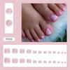 24pcs for Women Short Toe Nails Full Cover Spring Summer Flowers Fake Toenails French Gold