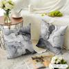Grey White Abstract Marble Texture Ink Cushion Cover Natural Linen Organic Fabric Printing Breathable Perfect For Home Decor