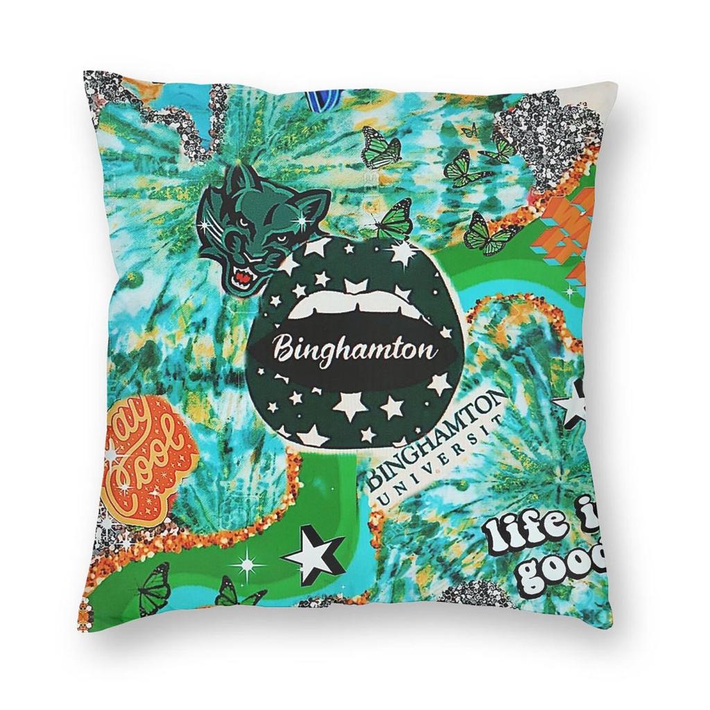 Binghamton Life Is Good Square Pillowcase Polyester Linen Velvet Pattern Zip Decor Home Cushion Case