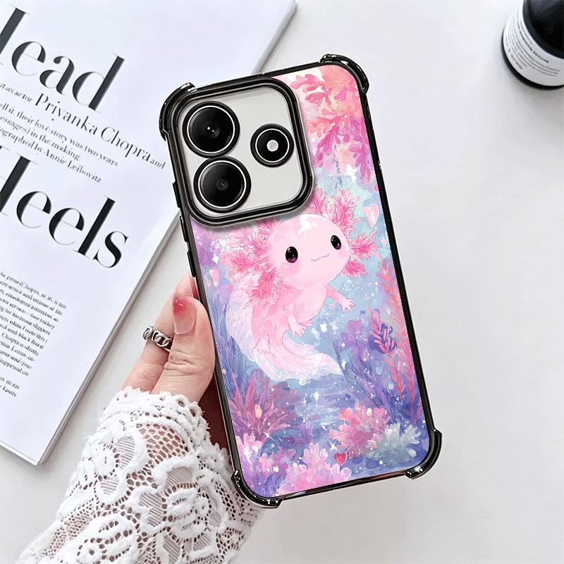 Аниме Ахолотль Милый Покрытие Чехол Для Телефона Для Xiaomi Redmi Note 14 15 Pro Plus 13 12 11 11S 11T 10 9S 9 5G Противоударный Чехол с Подушкой Безопасности