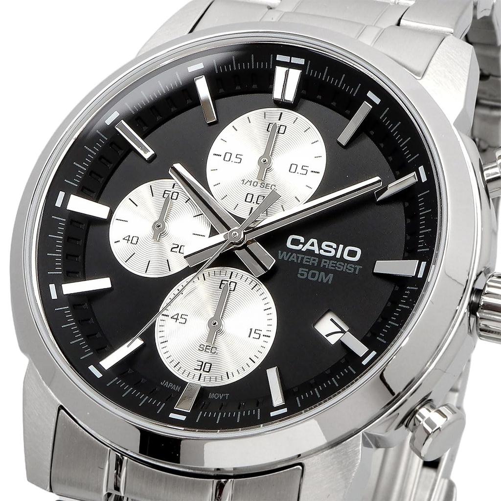 Casio CASIO Стандартные мужские часы 1/10 секунды хронограф кварцевый MTP-E510D-1A2V Reverse Panda