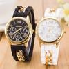 Women Silicone Roman Literally Fake 3-eyed Lady Chain Watch Fashion Wristwatch