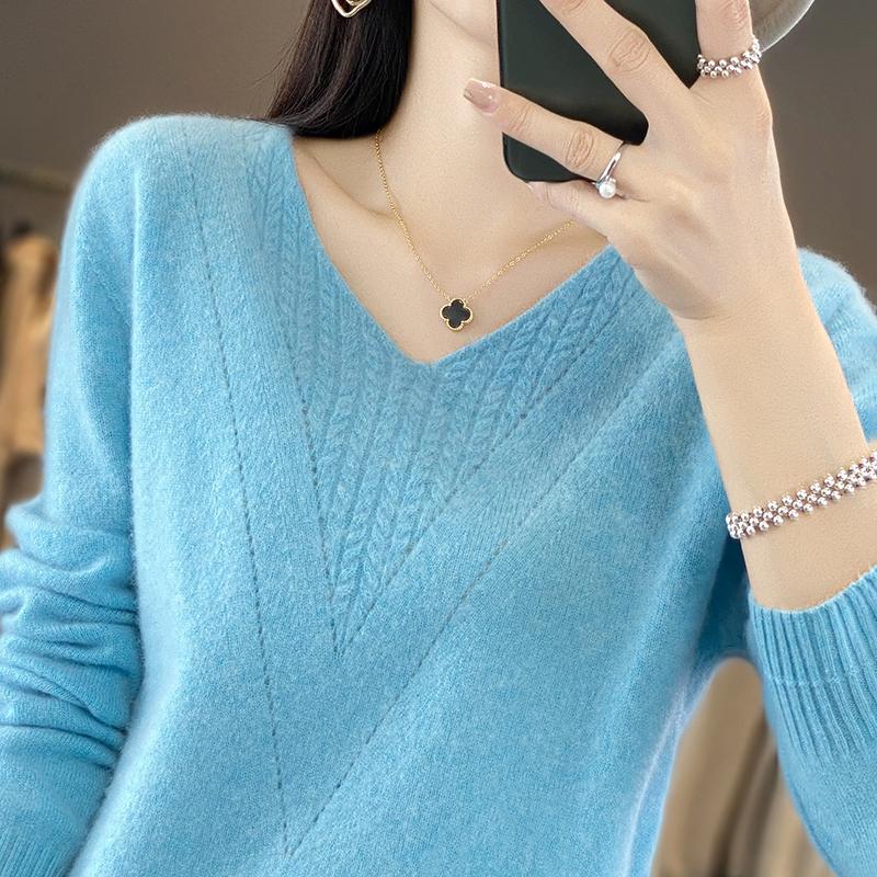 Женский кашемировый свитер Qinghe cashmere 30% кашемир 70% шерсть Женский осенне-зимний кашемировый свитер мягкий и теплый