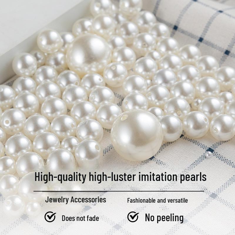Imitation Pearl ABS Loose Beads for Jewelry and Clothing Accessories - Double and Non-Hole Options Available