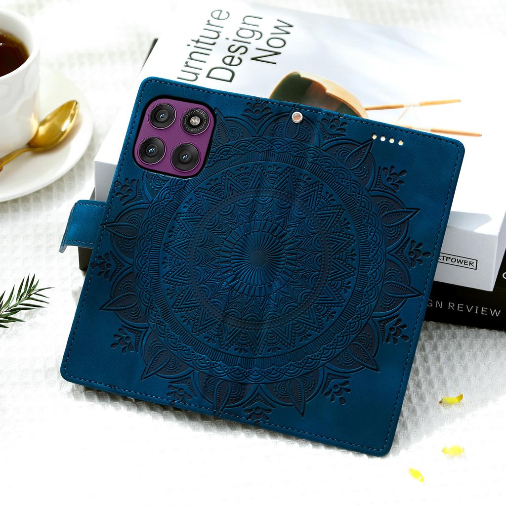 For Motorola Moto G86 5G Case Imprinted Totem Skin Feel Wallet Leather Phone Cover with Hand Strap