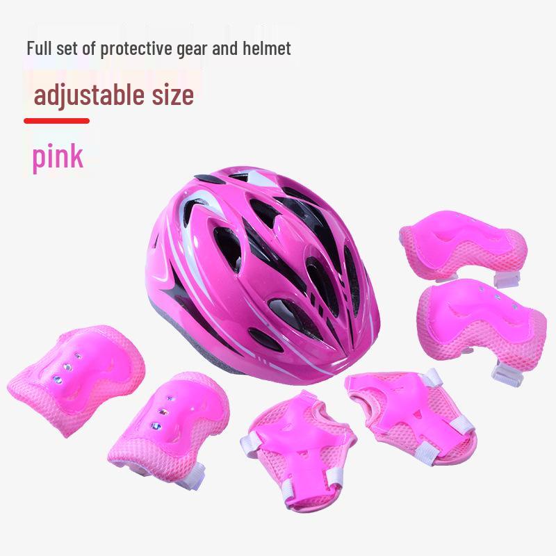 Детский комплект защитной экипировки для скейтборда и велосипеда с защитным шлемом и наколенниками