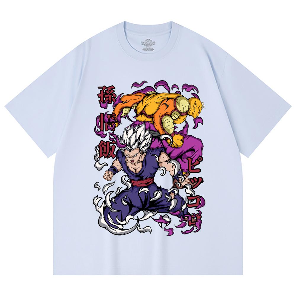 230 г/м² 100% хлопок Dragon Ball V57 Принт Гохан Пикколо Унисекс Плотная хлопковая футболка