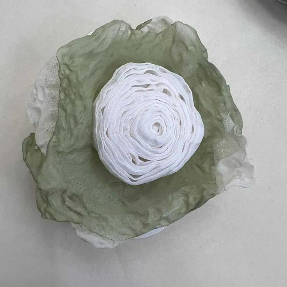 14 см 3D Органзовые Цветы DIY Шелковые Цветы Кружевные Аппликации Патчи Аксессуары для Свадебного Платья Градиентная Кружевная Отделка Швейные Аксессуары
