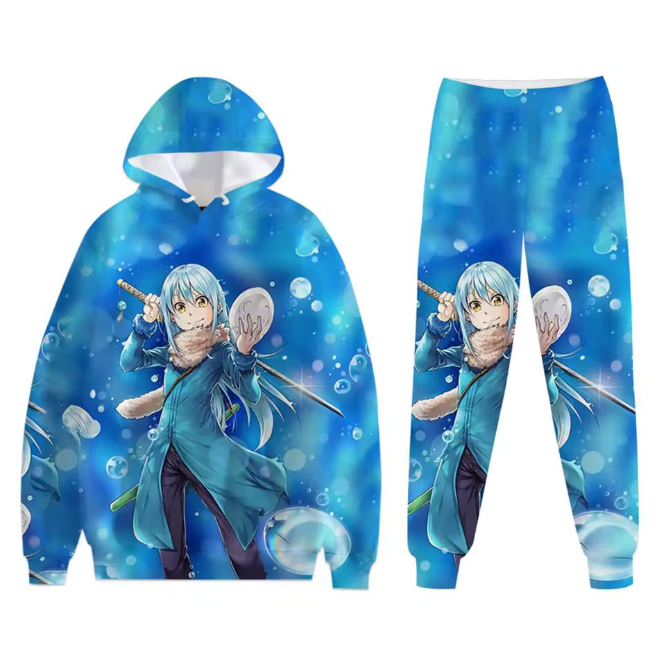 Модный аниме-костюм с худи и штанами Rimuru Tempest из That Time I Got Reincarnated As A Slime, 3D, высокое качество, спортивный костюм, комплект одежды