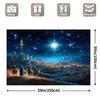 2D plane, 1pc Nativity scene background banner - Christmas decorations with three Kings, starry sky and Bethlehem view