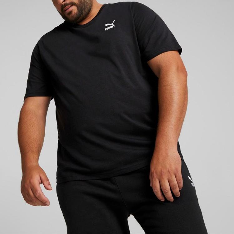 Puma Classics Small Logo Tee Solid Color Crew Neck Sports Short Sleeve T-Shirt Men Tops Black 621944-01
