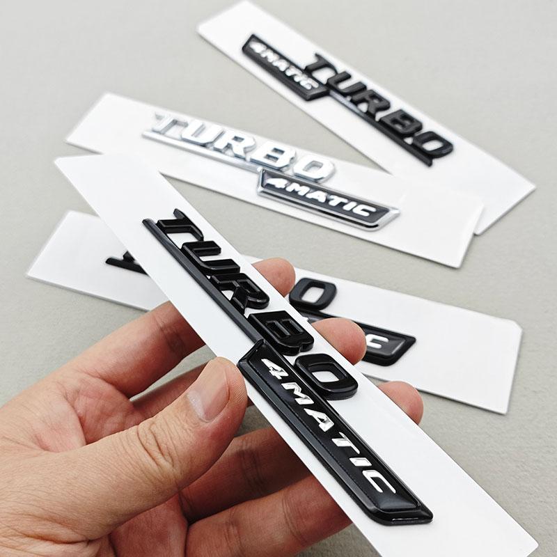 2PCS ABS Car Letter Side Fender Logo TURBO 4MATIC Badge Emblem Sticker For Mercedes Benz AMG A45 CLA35 45 X247 W213 Accessories