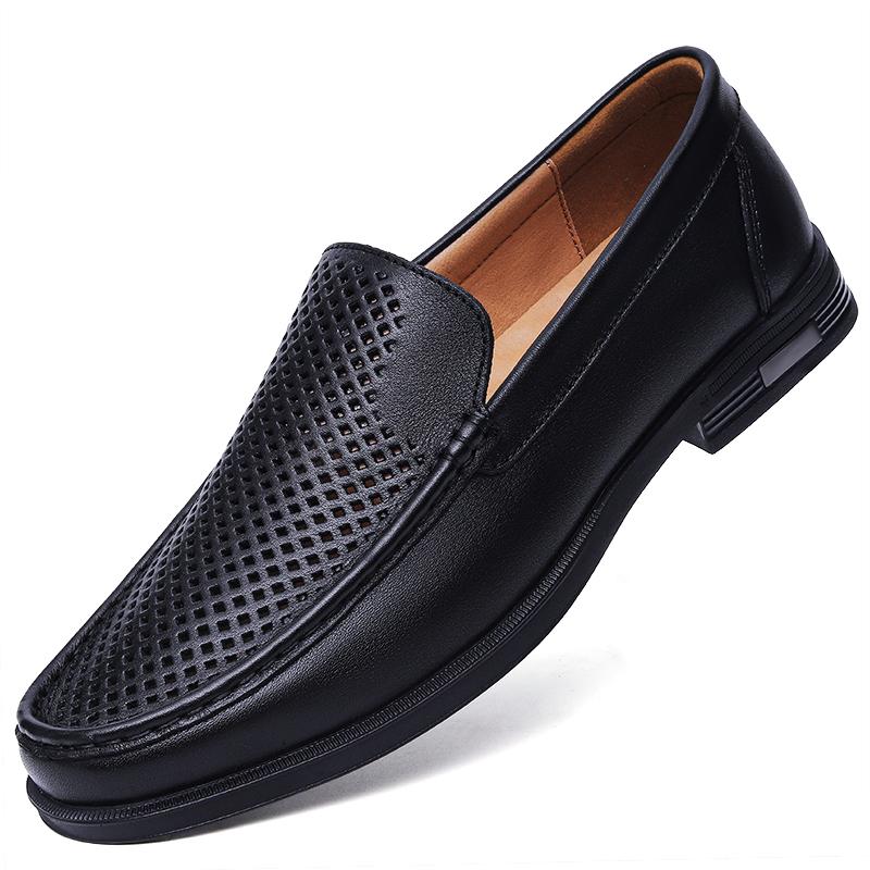 Summer Men's Perforated Leather Shoes Genuine Leather Loafers Men Footwear Formal Shoes Men Dress Shoes Breath Driving Moccasins