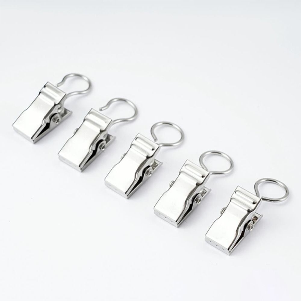 100Pcs Stainless Steel Drapery Crocodile Clip Shower Curtain Hook Clips Curtains Rods