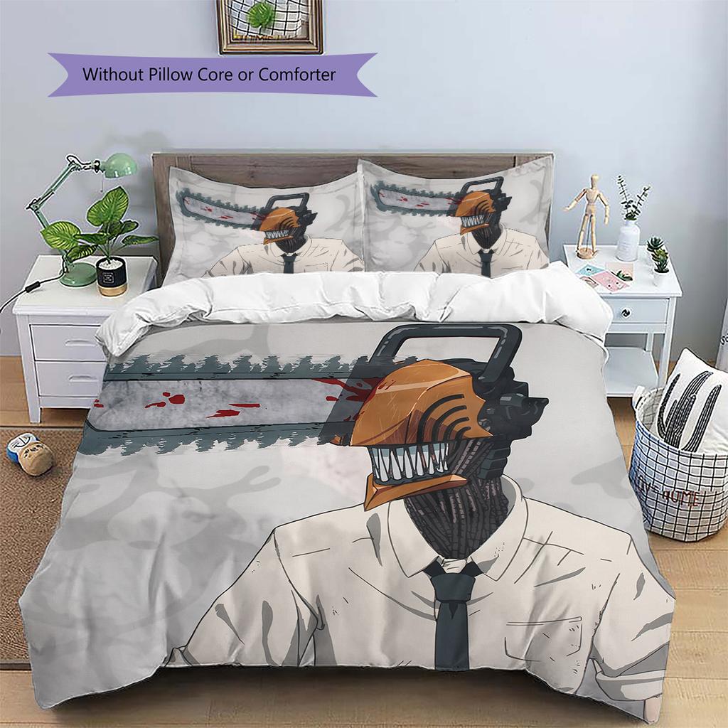 Chainsaw Man Pattern Bedding Quilt Set Home Decoration Gift (1 * duvet cover + 2 * pillowcase without core)