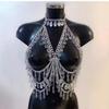 Vest, Sexy, Acrylic, Sequins, Crystal Pendant, Splicing, Metal Chain, Fashionable, Hollowed Out Body Chain