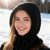 Женская шапка однотонная на кулиске теплая зимняя вязаная шапка свободного кроя шапка-пуловер головной убор для активного отдыха и путешествий