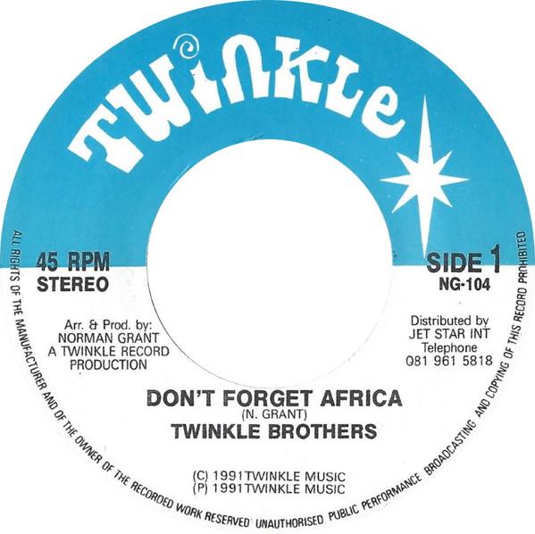 7-дюймовая пластинка TWINKLE BROTHERS Dont Forget Africa NG104 Twinkle Music UK Регги Ска Даб Б/у