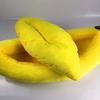 Banana-shaped plush pet bed for small/medium dogs, no assembly, soft & easy to clean