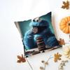 CCookie Monster Cushion Cover Washable Linen Pillowcase Soft  for Daily Sofa Bed Home Room Decor