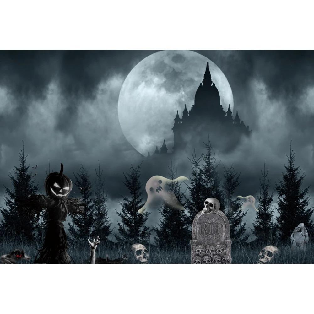 Хэллоуин украшения гобелен дом с привидениями ужас ночь страшная могила призрак череп ведьма замок фон ткань украшение для вечеринки