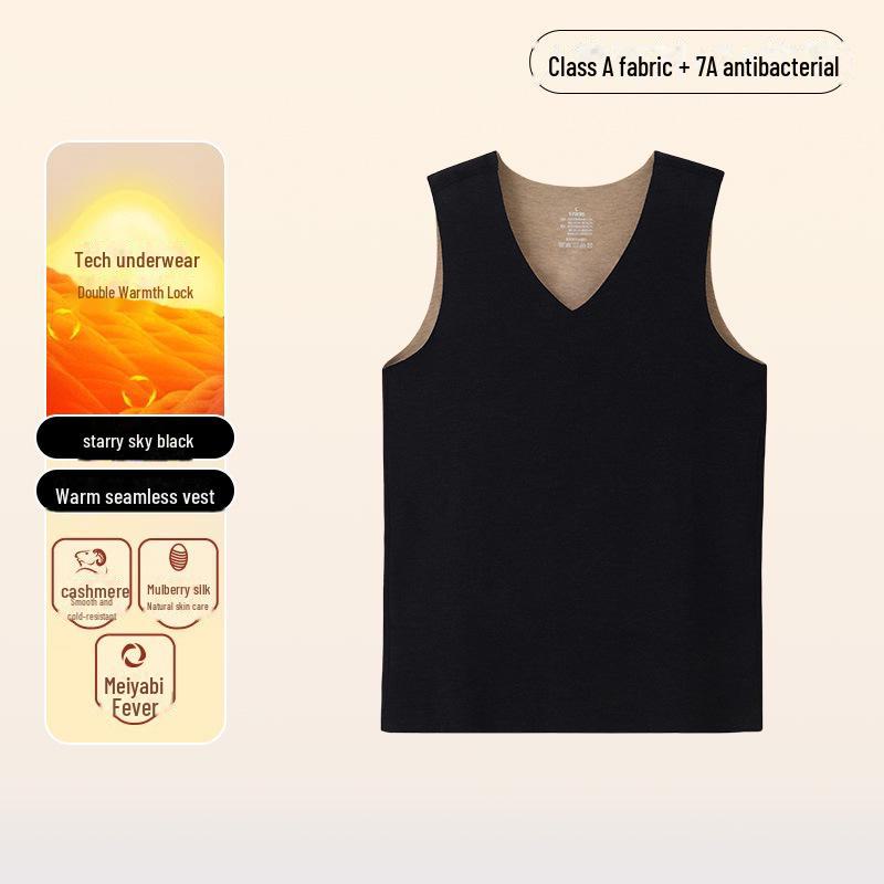 Бесшовный антибактериальный бархатный кашемировый теплый жилет класса А для мужчин