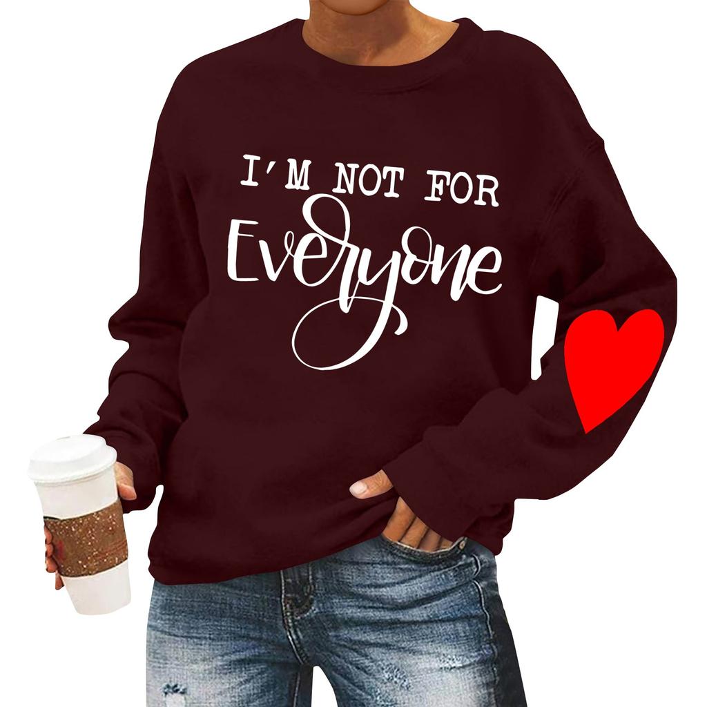 Женская повседневная мода ко Дню святого Валентина с принтом, длинным рукавом, круглым вырезом, толстовки, пуловеры, топы