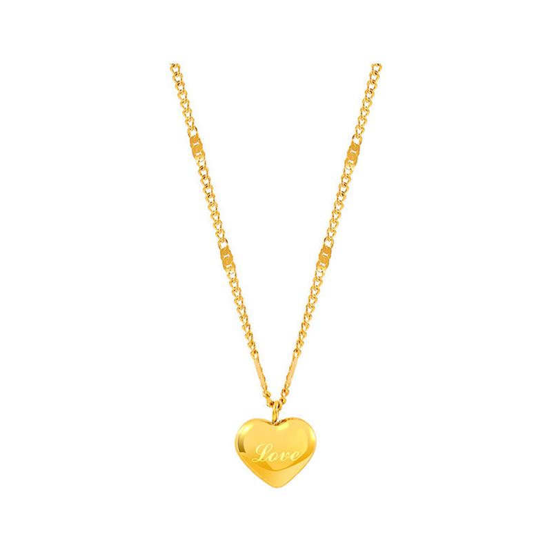1PC Trendy Simple Gold Color Heart Pendant Chokers Necklace for Women Temperament Love Letter Thin Clavicle Chain Jewelry Gift