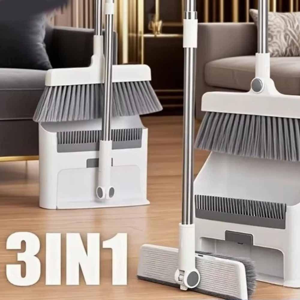 3-in-1 Broom Dustpan Set Long Handle Dustpan Combination Durable Floor Brush Living Room