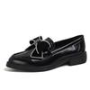 Fashion Pointed Toe Bowknot Leather Shoes Woman Glitter Crystal Loafers Spring Autumn Thick Heel Oxford Shoes Woman Flats Big Size 43
