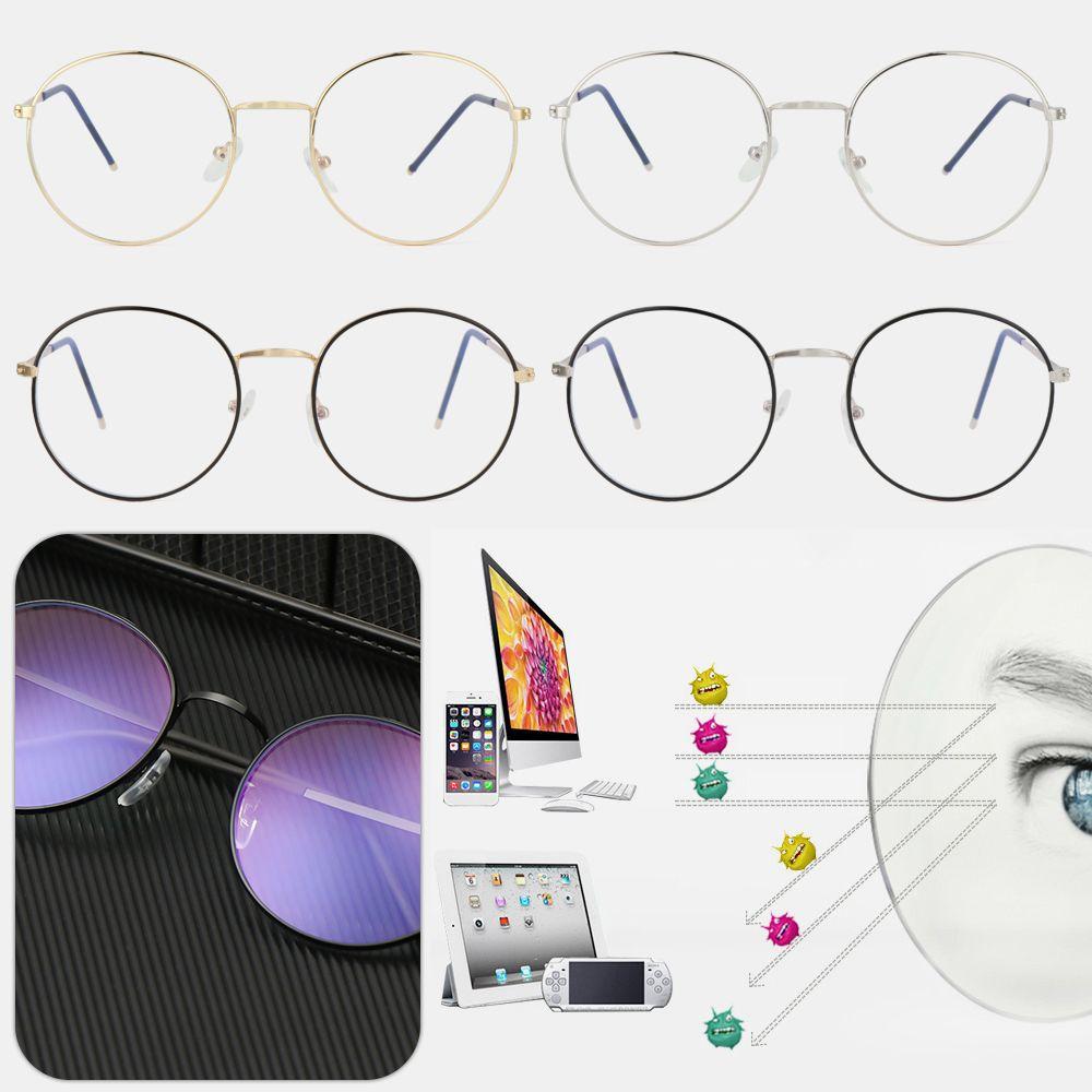 Women Men Computer Round Metal Glasses Ultra Light Frame Anti-Blue Light Eyeglasses Eyeglasses Protection
