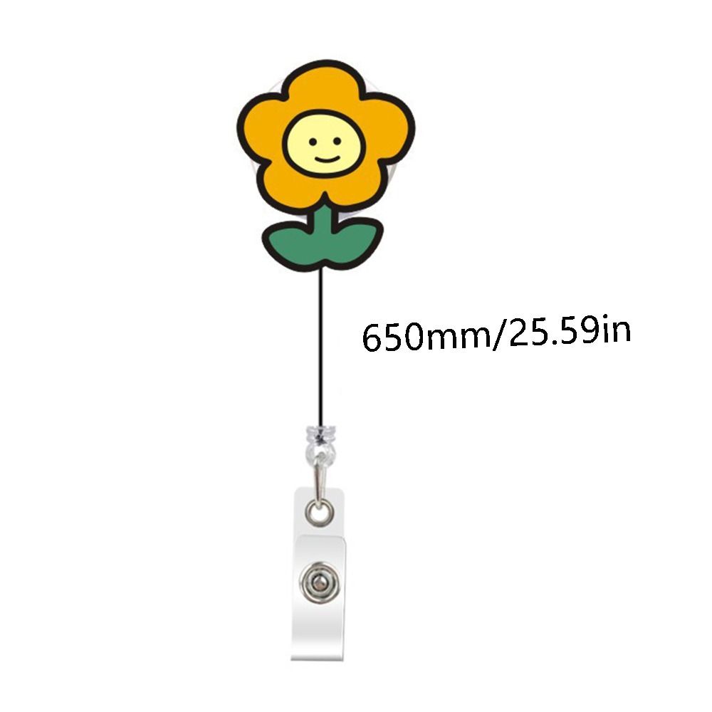 Students Card Flower Name Card Holder Retractable Badge Reel ID Card Clips Nurse Badge Holder
