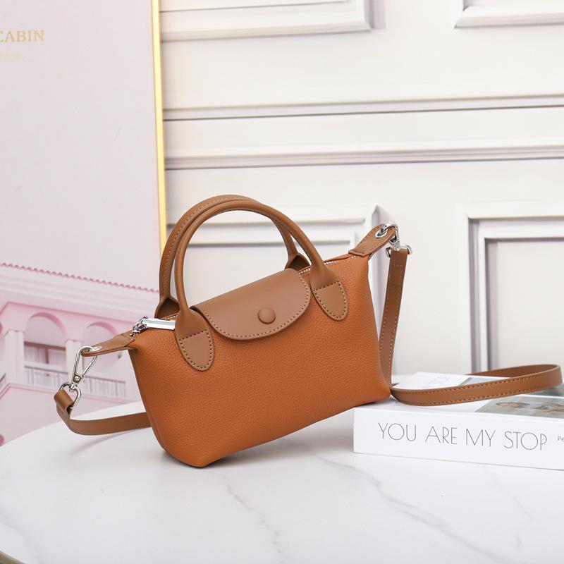 Women's Fashion Shoulder Bag: Genuine Leather Cowhide Dumpling Handbag with Contrast Colors