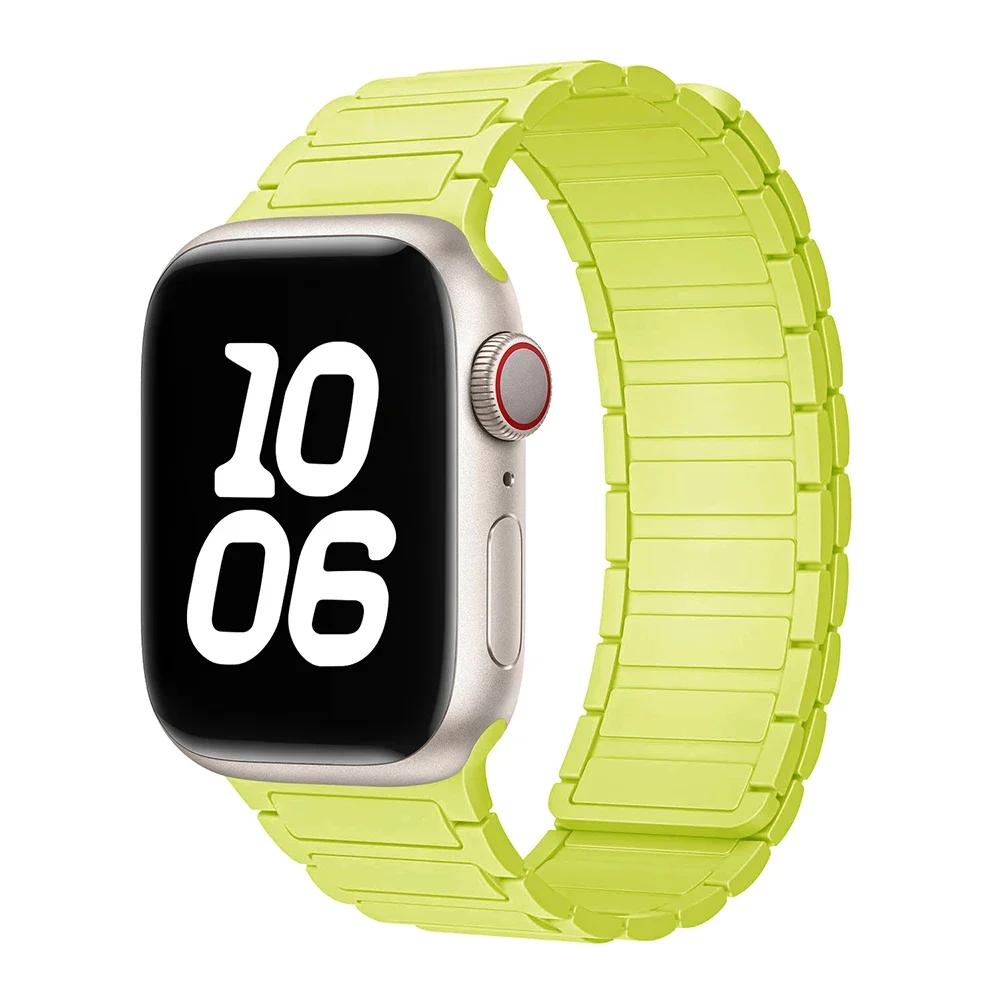 Магнитный спортивный ремешок для Apple Watch Ultra 2 49мм 46мм 45мм 44мм 42мм 38 40 41мм Силиконовый ремешок для IWatch Серии 10 9 8 7 6 5 4
