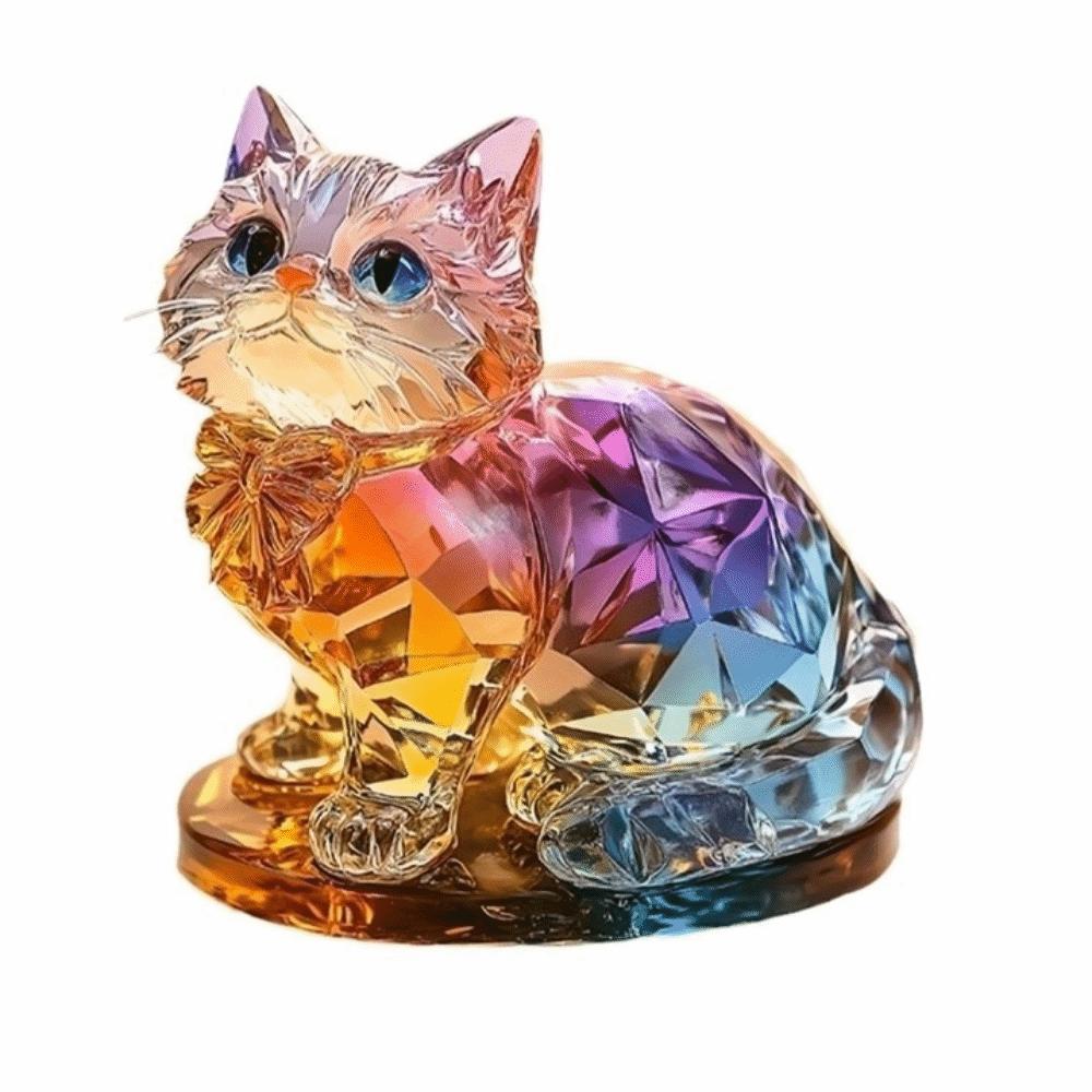 Handmade 2D Cat Sculpture Acrylic 2D Miniature Cat Ornament 2D Cat Ornament  Bedroom Decoration
