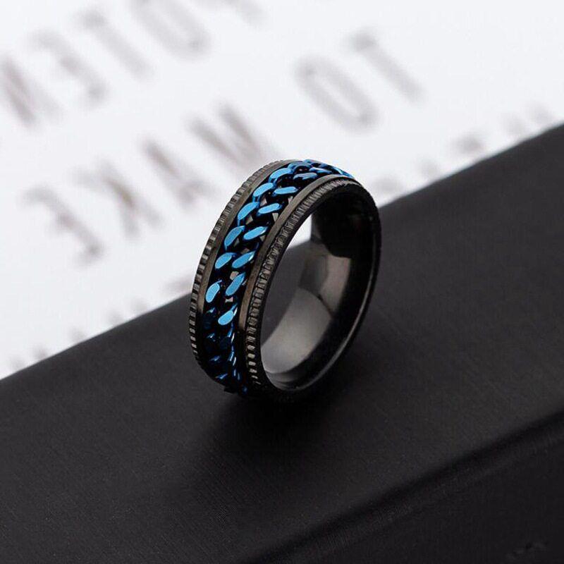 Cross-Border Supply Titanium Steel Rotatable Chain Ring European and American Stainless Steel Couple Ring Japanese and Korean Jewelry
