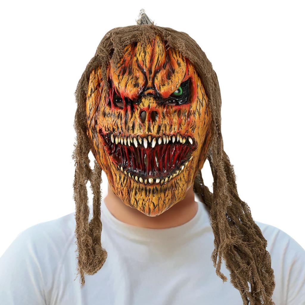 Hot-selling pumpkin head Halloween mask, popular horror mask, latex material, for cosplay, costume, and parties