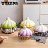 Коробка для хранения имбирного чеснока Симпатичная забавная корзина для чеснока с крышкой Полая дышащая керамическая железная корзина для яиц Кухонные декоративные украшения Симпатичная посуда