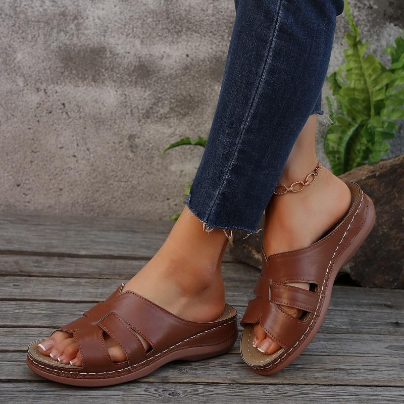 Новые модные женские босоножки с открытым носком, летние, новые мягкие сексуальные женские босоножки на танкетке, повседневные женские босоножки, пляжная обувь
