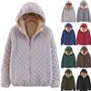 Женская зимняя свободная короткая флисовая куртка с капюшоном, однотонная теплая верхняя одежда на молнии