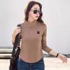Хлопковая водолазка, весенняя женская футболка в корейском стиле с длинными рукавами, женские повседневные топы на пуговицах, однотонная женская майка