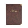 A4 Thick Durable PU Leather Menu Holder For Restaurant 7 Sheets Pocket Card Display Folder Black Brown Wine