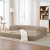 Modular Cord Sofa Set 1-Seater + 2-Seater, Frameless Floor Sofa, Upholstered Striped Corduroy Bench, Corner Sofa for Living Room, Bedroom & Apartment
