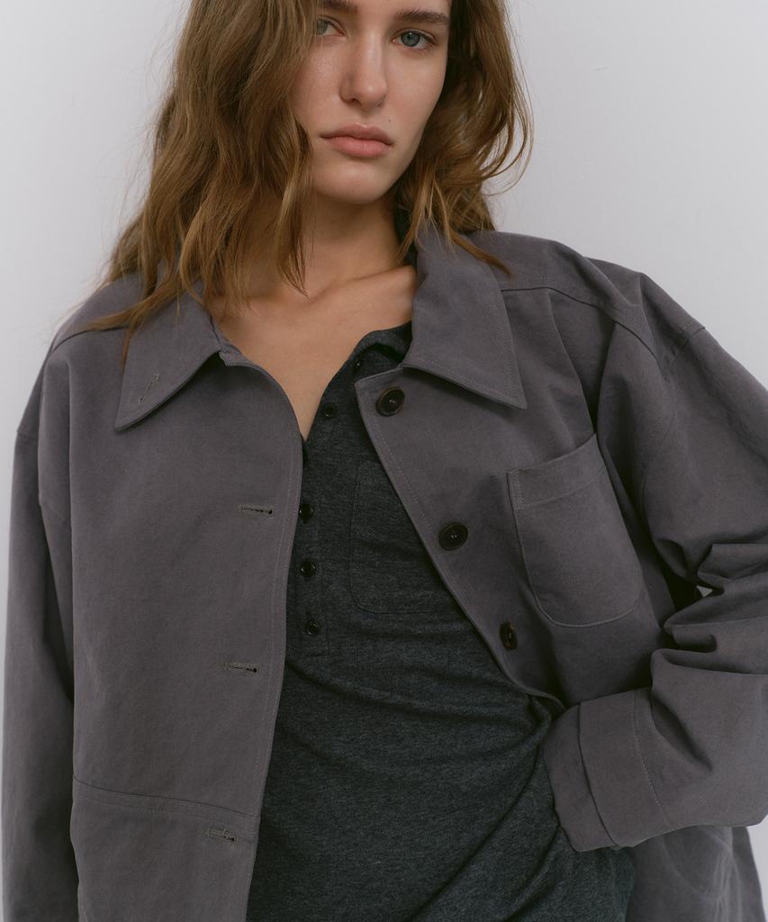 CACELE Relaxed Pocket Cotton Jacket, Dusty Gray
