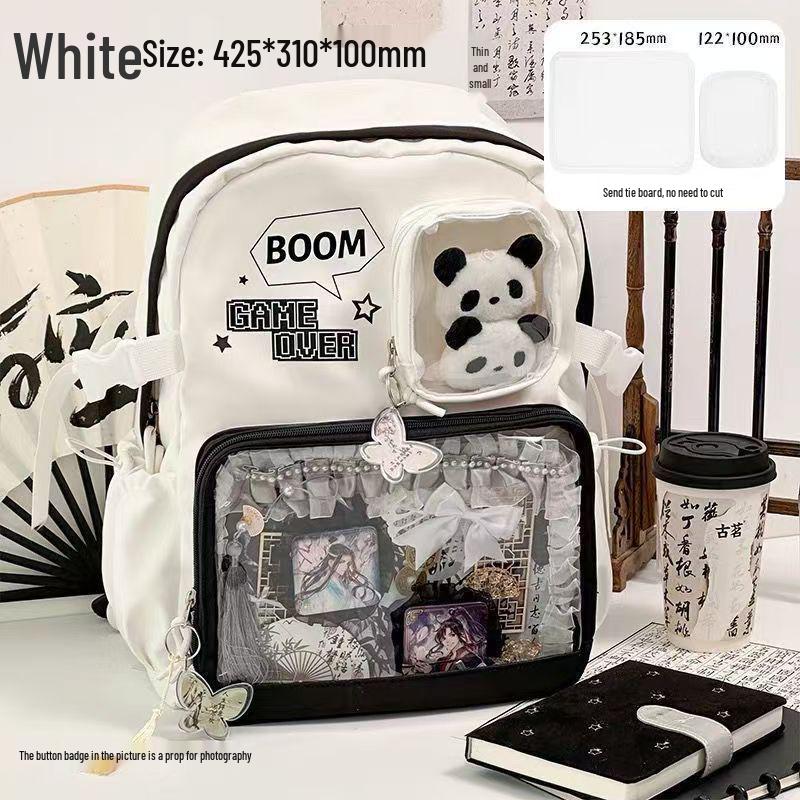 Большой вместимости Аниме Ита Рюкзак для Учеников Средней Школы - Прозрачный Дизайн с Пуговицами
