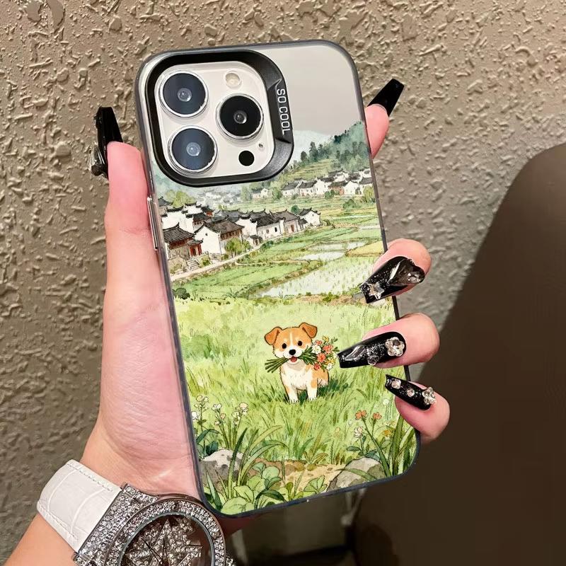 Чехол для телефона с лазерным рисунком щенка бигля для iPhone 17 Pro Max 16 15 Pro 14 13 Mini 12 11 XR XS 17Air Plus Мультяшный пейзаж Задняя крышка