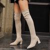 Осень Зима Эластичные Утягивающие Женские Носки Луты Мода Женские Толстый Каблук Выше Колена Высокие Ботильоны
