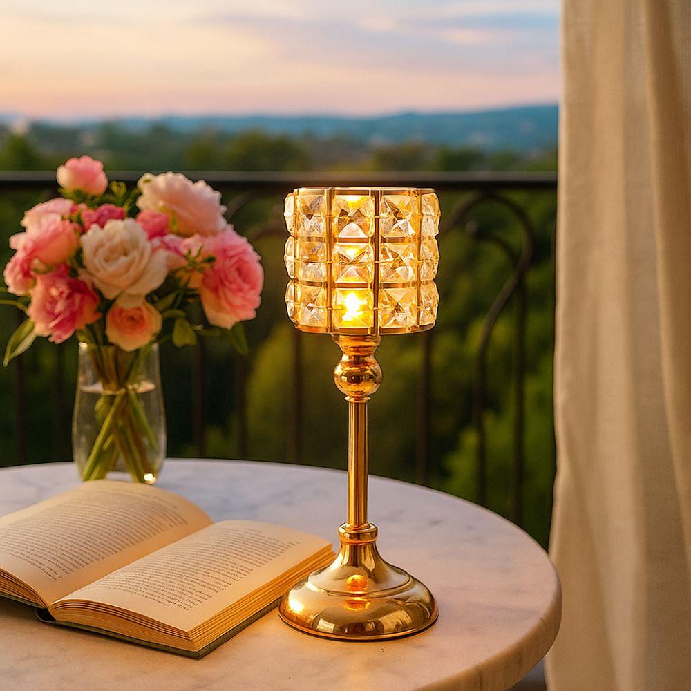 Vintage Candlestick European Style Tea Light Holder Decorative Gold Candelabra Wedding Decor